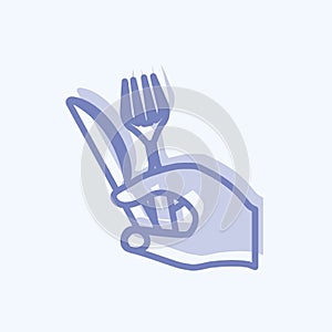 Icon Holding Fork and Knife. suitable for Hand Actions symbol. two tone style. simple design editable. design template vector.