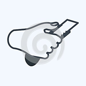 Icon Holding Paper Cutter. suitable for Hand Actions symbol. glyph style. simple design editable. design template vector. simple