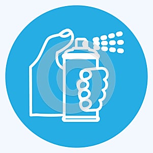 Icon Holding Spray Bottle. suitable for Hand Actions symbol. blue eyes style. simple design editable. design template vector.