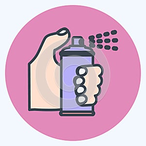 Icon Holding Spray Bottle. suitable for Hand Actions symbol. color mate style. simple design editable. design template vector.