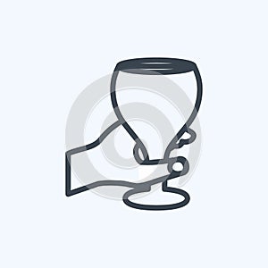 Icon Holding Wine Goblet. suitable for Hand Actions symbol. line style. simple design editable. design template vector. simple