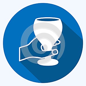 Icon Holding Wine Goblet. suitable for Hand Actions symbol. long shadow style. simple design editable. design template vector.