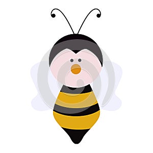 icon honey bee in cartoon style on white background. vector illustration