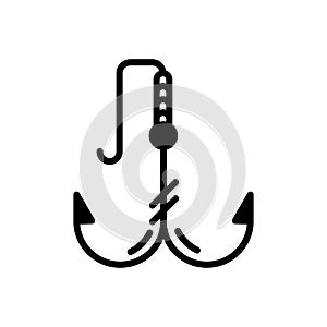 Black solid icon for Hook, pothook and hanger