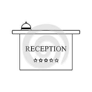 Icon of hotel reception desk with bell
