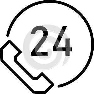 Icon 24 Hours Isolated On White Background