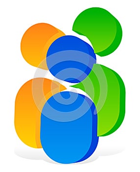 Icon with 3 human pictograms - Colorful 3d icon for partnership