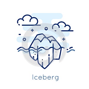 Icon Iceberg on white background. Thin line flat design. Vector