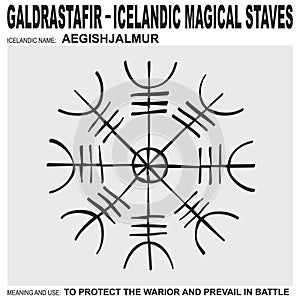 icon with Icelandic magical staves Aegishjalmur. Symbol means and is used for protect the warior and prevail in battle