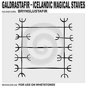 icon with Icelandic magical staves Brynslustafir. Symbol means and is used on whetstones