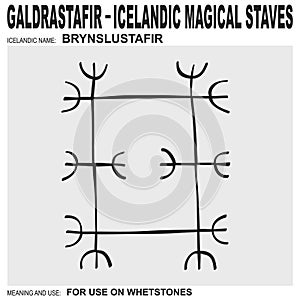 icon with Icelandic magical staves Brynslustafir. Symbol symbol means and is used on whetstones