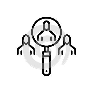Black line icon for Identify, discern and search