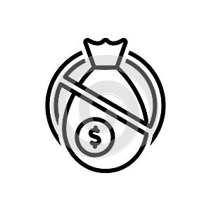 Black line icon for Illegal, illegitimate and unlawful