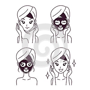 Icon illustration mask treatment girl.