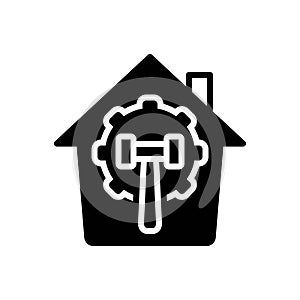 Black solid icon for Improvements, home and building photo