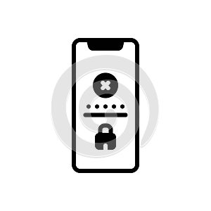 Black solid icon for Incorrect, wrong and password