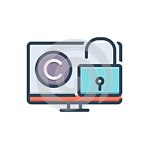 Color illustration icon for Infringe, outstep and technology