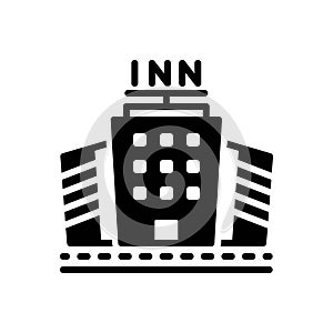 Black solid icon for Inns, hostel and lodge photo