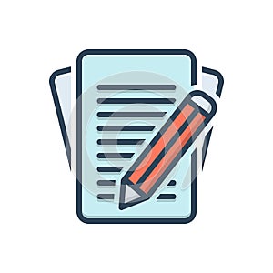 Color illustration icon for Inscribe, write and compose photo