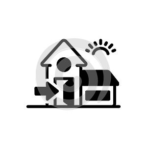 Black solid icon for Inside, interior and door