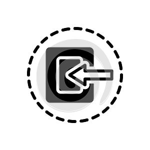 Black solid icon for Internal, inner and inward