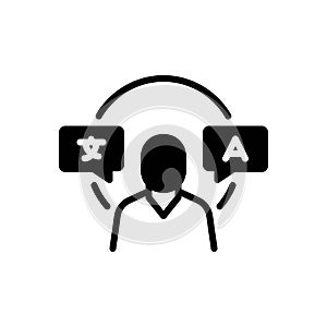 Black solid icon for Interpretation, explanation and elucidation