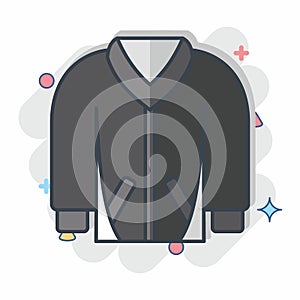 Icon Jacket. related to Hipster symbol. comic style. simple design editable. simple illustration