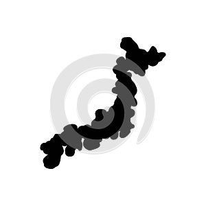 Black solid icon for Japan, map and tokyo