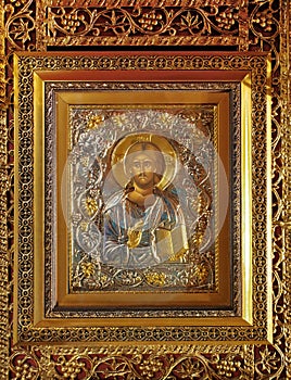 Icon of Jesus Christ in the orthodox church - Bujoreni Monastery, Romania