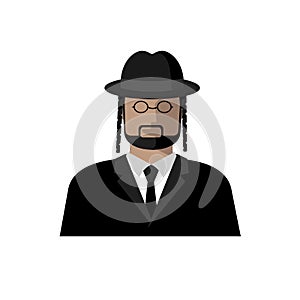 Icon Jewish man with glasses, hat and formal suit