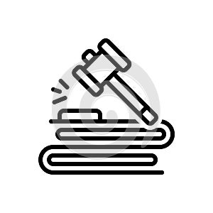 Black line icon for Judgement, gavel and law photo