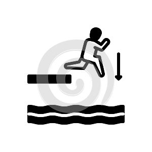 Black solid icon for Jump, leap and spurt photo