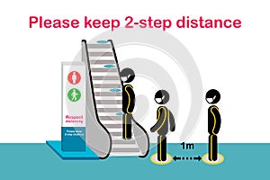Icon keep 2 step distance on escalator