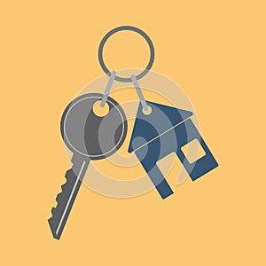 Icon Key icon from the house, vector illustration. Flat design s