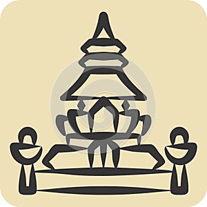 Icon King Norodom Stupa. related to Cambodia symbol. hand drawn style. simple design editable. simple illustration