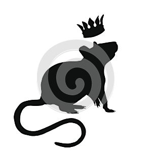 Icon of king rat silhouette. Black illustration of rodent