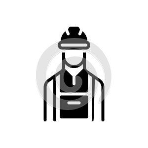 Black solid icon for Labor, uniform and engineer