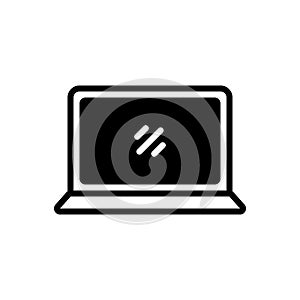 Black solid icon for Laptop, computer and screen