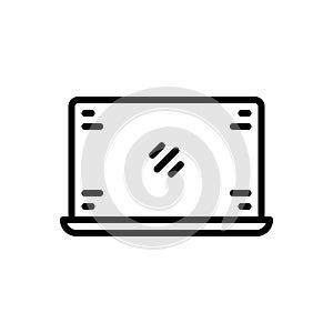 Black line icon for Laptop, microcomputer and technology photo