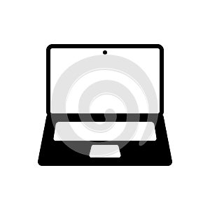 Black solid icon for Laptop, minicomputer and screen