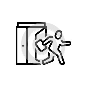 Black line icon for Leave, depart from and door