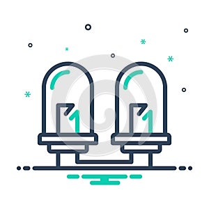 Mix icon for Led, bright and bulb