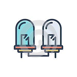 Color illustration icon for Led, bright and efficient