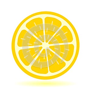 Icon lemon. Fresh lemon fruits and slice. Isolated on white background. Vector