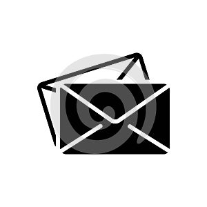 Black solid icon for Letters, communication and epistle photo