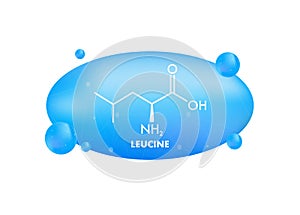 Icon with leucine formula. Essential Amino Acid molecular formula