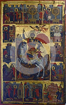 Icon of life of St George, dragonslayer