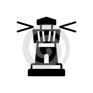 Black solid icon for Lighthouse, architecture and tower