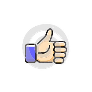 Icon of like thumps up button vector illustration