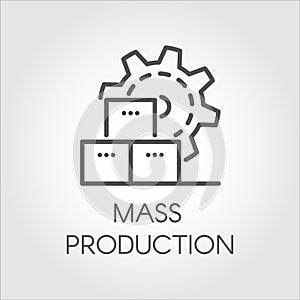 Icon in linear style of gear wheel. Mass production and modern machinery equipment concept. Contour pictogram